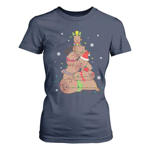 Funny Capybara Christmas Tree T Shirt For Women TS09 Navy Print Your Wear
