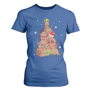 Funny Capybara Christmas Tree T Shirt For Women TS09 Royal Blue Print Your Wear