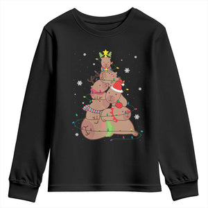 Funny Capybara Christmas Tree Youth Sweatshirt TS09 Black Print Your Wear