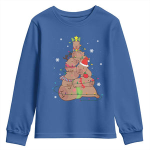Funny Capybara Christmas Tree Youth Sweatshirt TS09 Royal Blue Print Your Wear