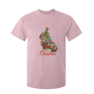 Cute Capybara Christmas Tree T Shirt For Kid TS09 Light Pink Print Your Wear