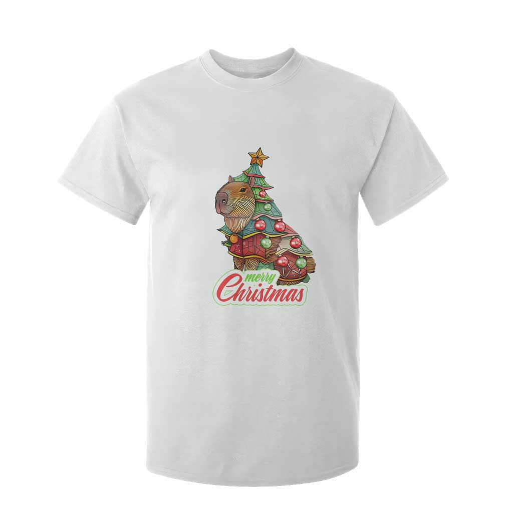 Cute Capybara Christmas Tree T Shirt For Kid TS09 White Print Your Wear