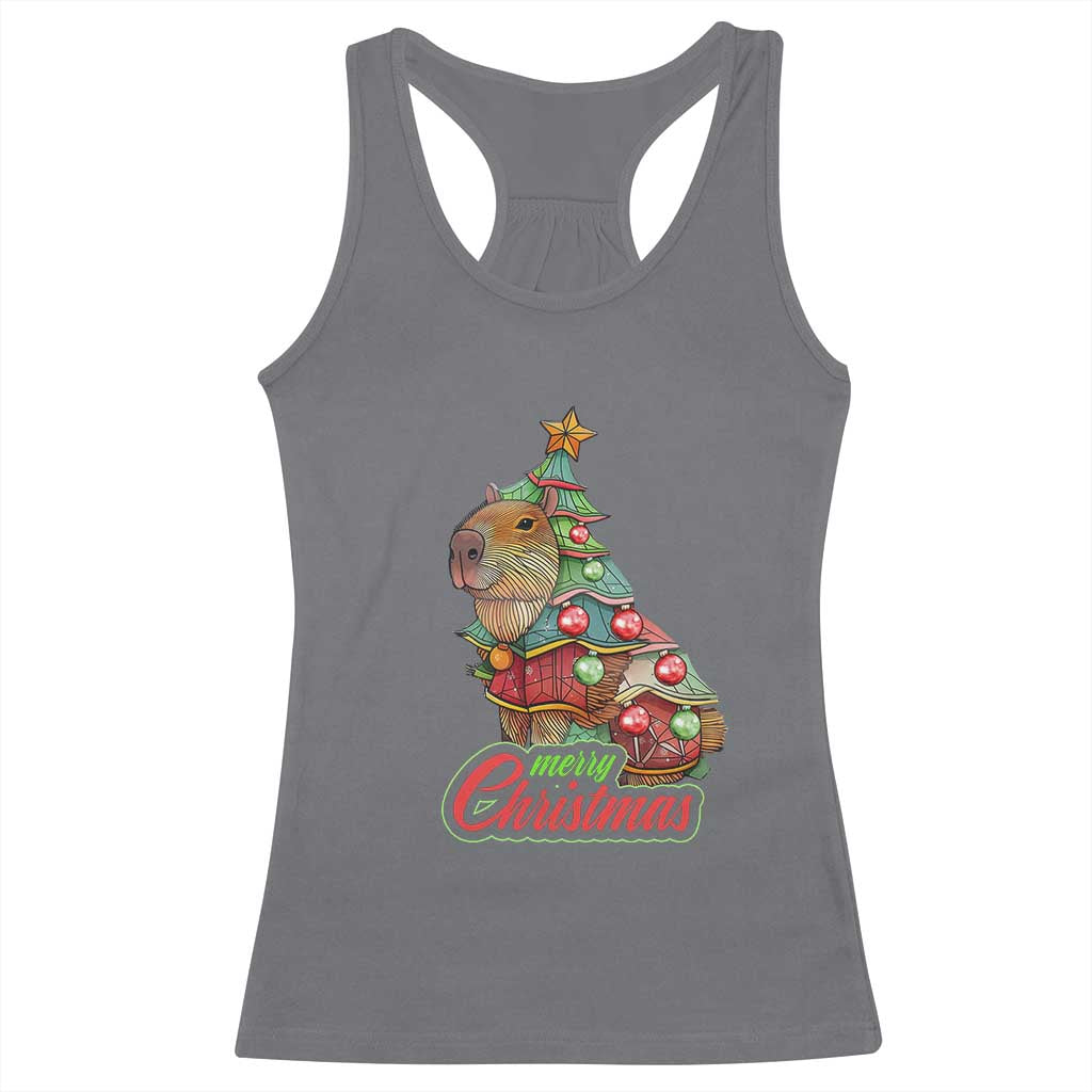 Cute Capybara Christmas Tree Racerback Tank Top TS09 Charcoal Print Your Wear