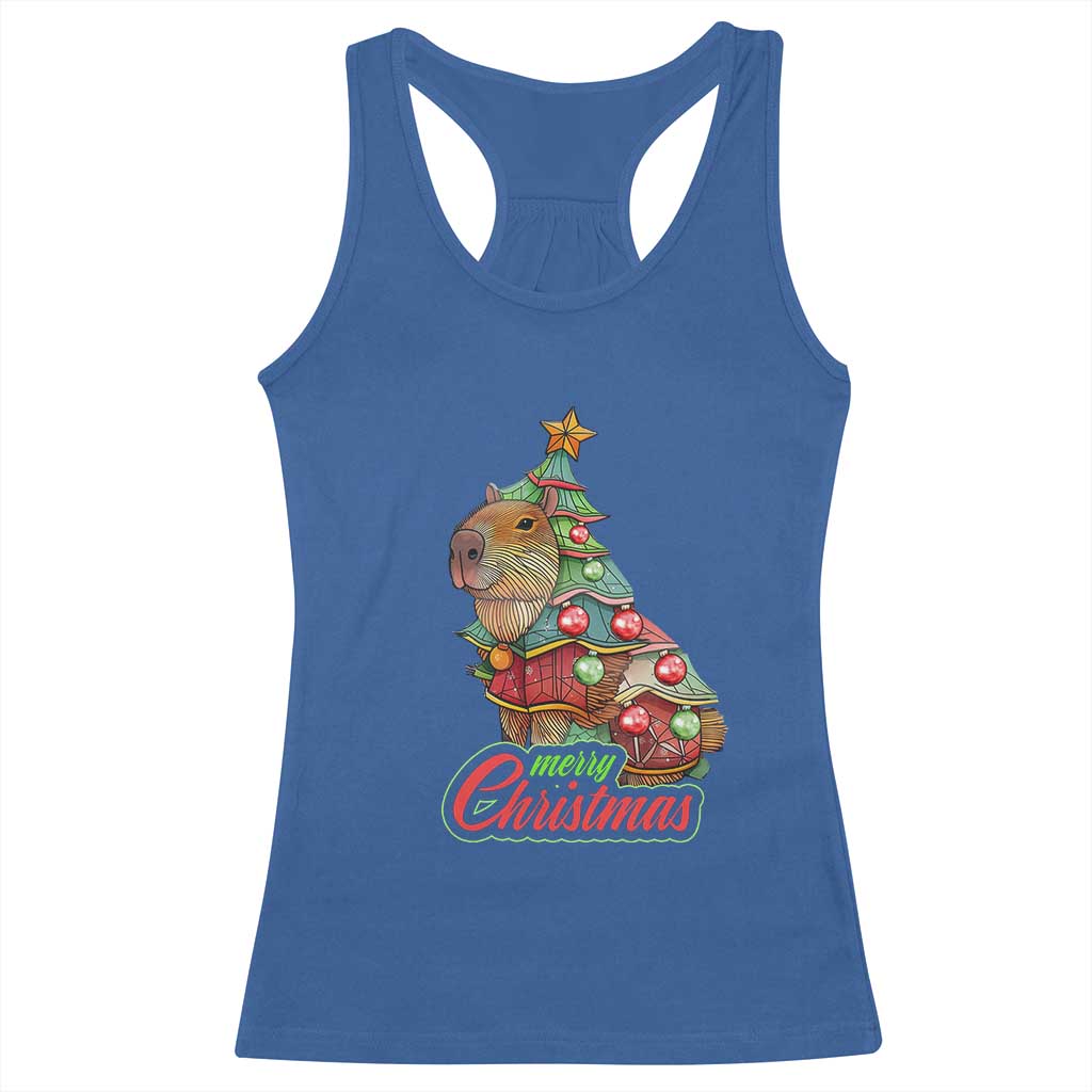 Cute Capybara Christmas Tree Racerback Tank Top TS09 Royal Blue Print Your Wear