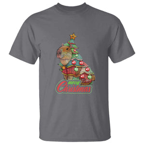 Cute Capybara Christmas Tree T Shirt TS09 Charcoal Print Your Wear