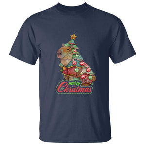 Cute Capybara Christmas Tree T Shirt TS09 Navy Print Your Wear