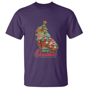 Cute Capybara Christmas Tree T Shirt TS09 Purple Print Your Wear