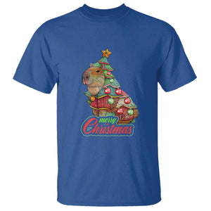 Cute Capybara Christmas Tree T Shirt TS09 Royal Blue Print Your Wear