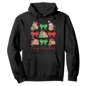 Funny Capybara Christmas Hoodie Cute Capy Coquette Bow TS09 Black Print Your Wear