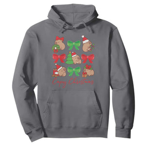 Funny Capybara Christmas Hoodie Cute Capy Coquette Bow TS09 Charcoal Print Your Wear