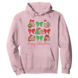 Funny Capybara Christmas Hoodie Cute Capy Coquette Bow TS09 Light Pink Print Your Wear