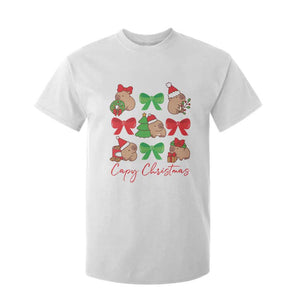 Funny Capybara Christmas T Shirt For Kid Cute Capy Coquette Bow TS09 White Print Your Wear