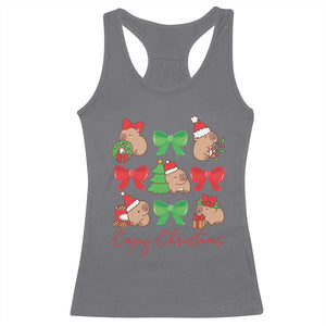 Funny Capybara Christmas Racerback Tank Top Cute Capy Coquette Bow TS09 Charcoal Print Your Wear