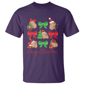 Funny Capybara Christmas T Shirt Cute Capy Coquette Bow TS09 Purple Print Your Wear