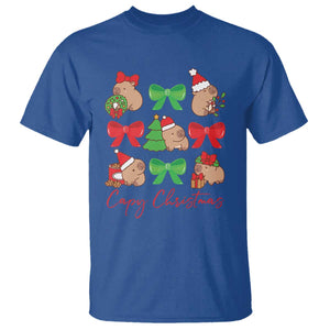 Funny Capybara Christmas T Shirt Cute Capy Coquette Bow TS09 Royal Blue Print Your Wear