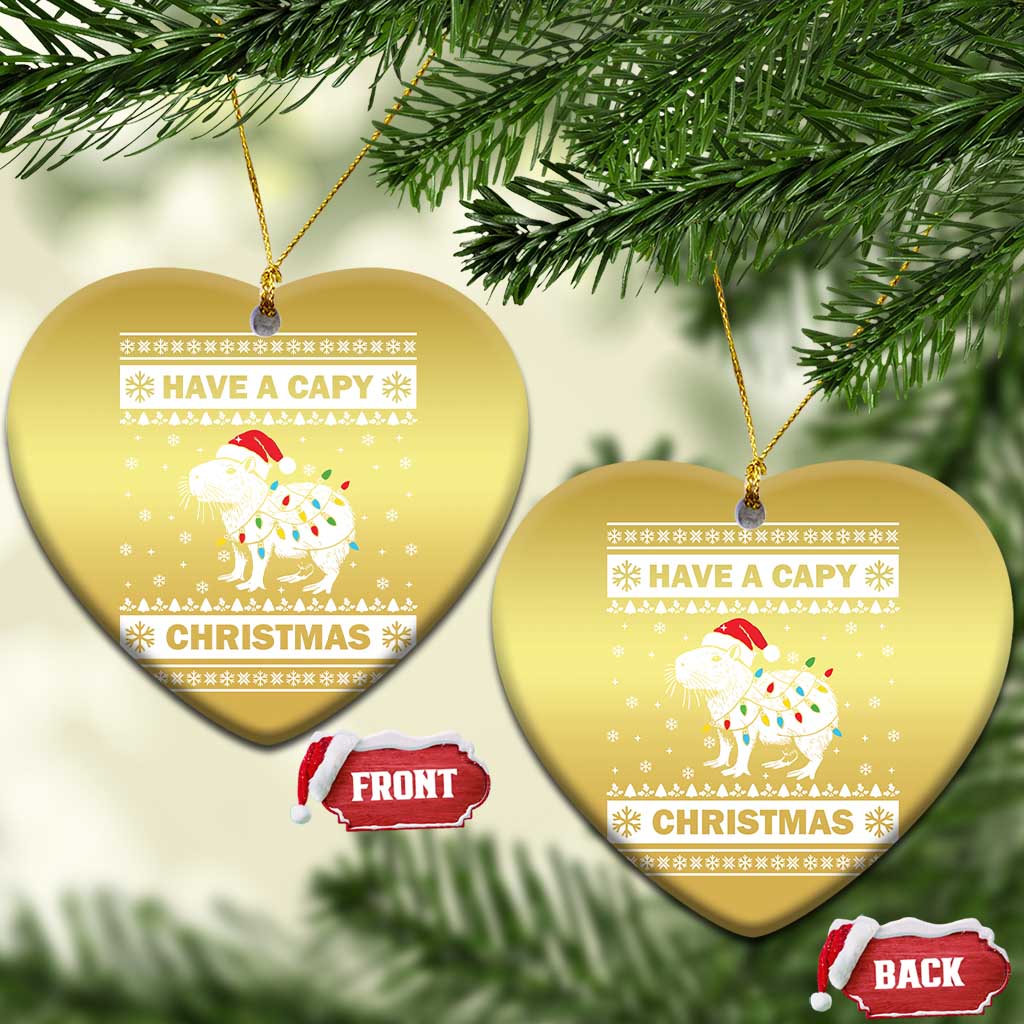 Funny Capybara Xmas Christmas Ornament Have A Capy Christmas Light TS09 Heart Gold Print Your Wear