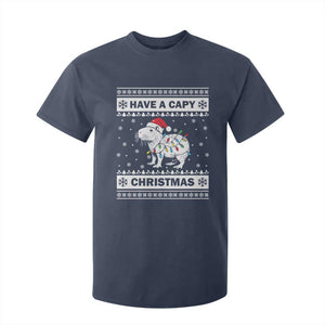 Funny Capybara Christmas T Shirt For Kid Have A Capy Christmas Light TS09 Navy Print Your Wear