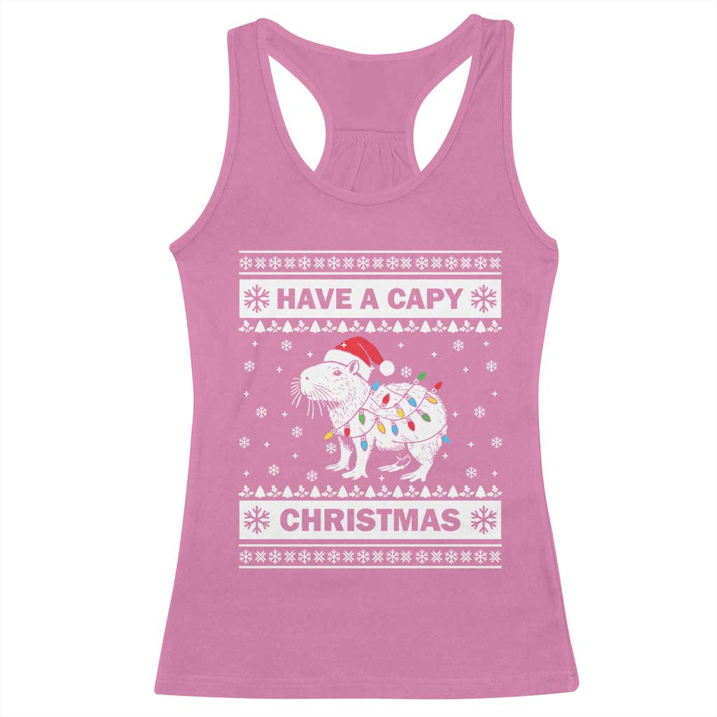 Funny Capybara Christmas Racerback Tank Top Have A Capy Christmas Light TS09 Azalea Print Your Wear