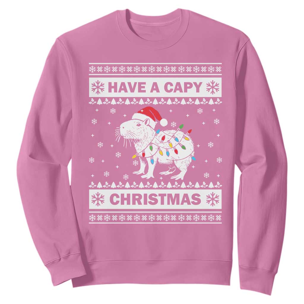 Funny Capybara Christmas Sweatshirt Have A Capy Christmas Light TS09 Azalea Print Your Wear