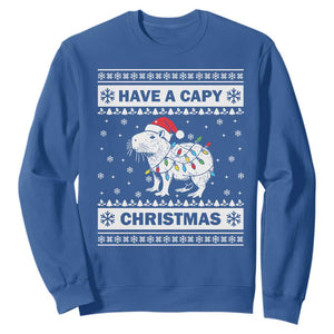 Funny Capybara Christmas Sweatshirt Have A Capy Christmas Light TS09 Royal Blue Print Your Wear