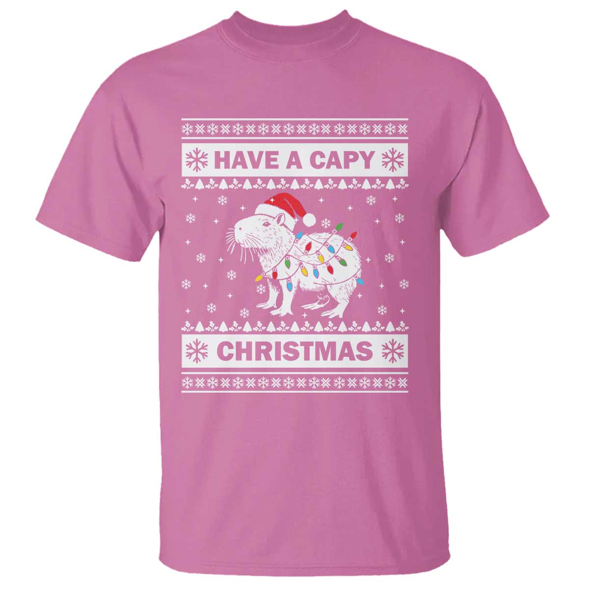 Funny Capybara Christmas T Shirt Have A Capy Christmas Light TS09 Azalea Print Your Wear