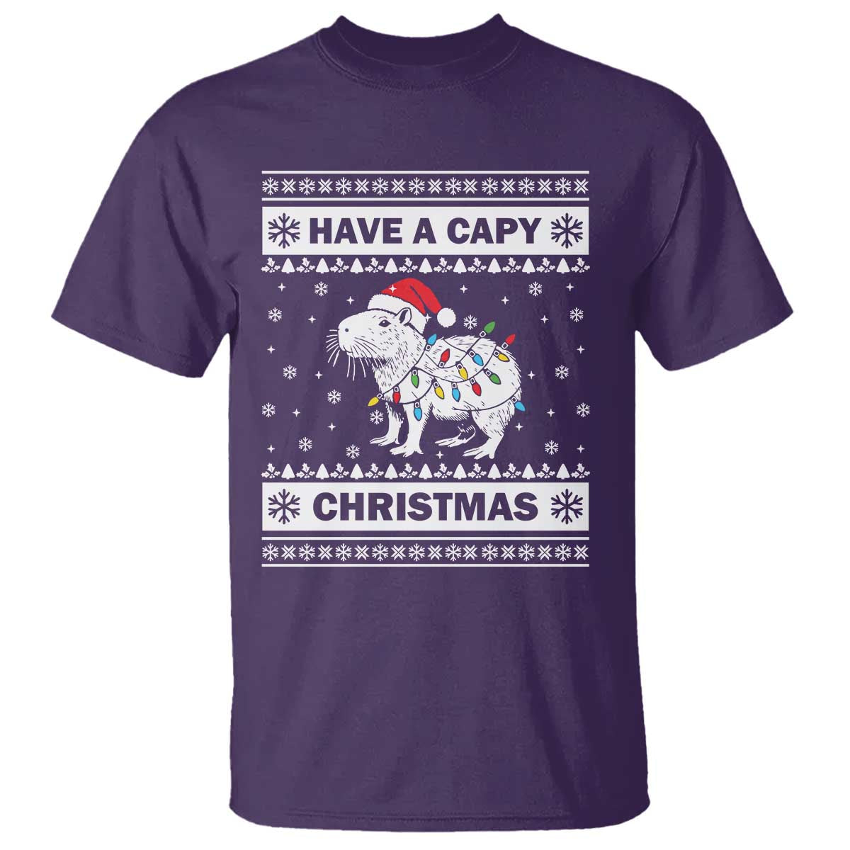 Funny Capybara Christmas T Shirt Have A Capy Christmas Light TS09 Purple Print Your Wear
