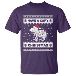 Funny Capybara Christmas T Shirt Have A Capy Christmas Light TS09 Purple Print Your Wear