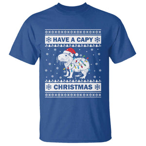 Funny Capybara Christmas T Shirt Have A Capy Christmas Light TS09 Royal Blue Print Your Wear