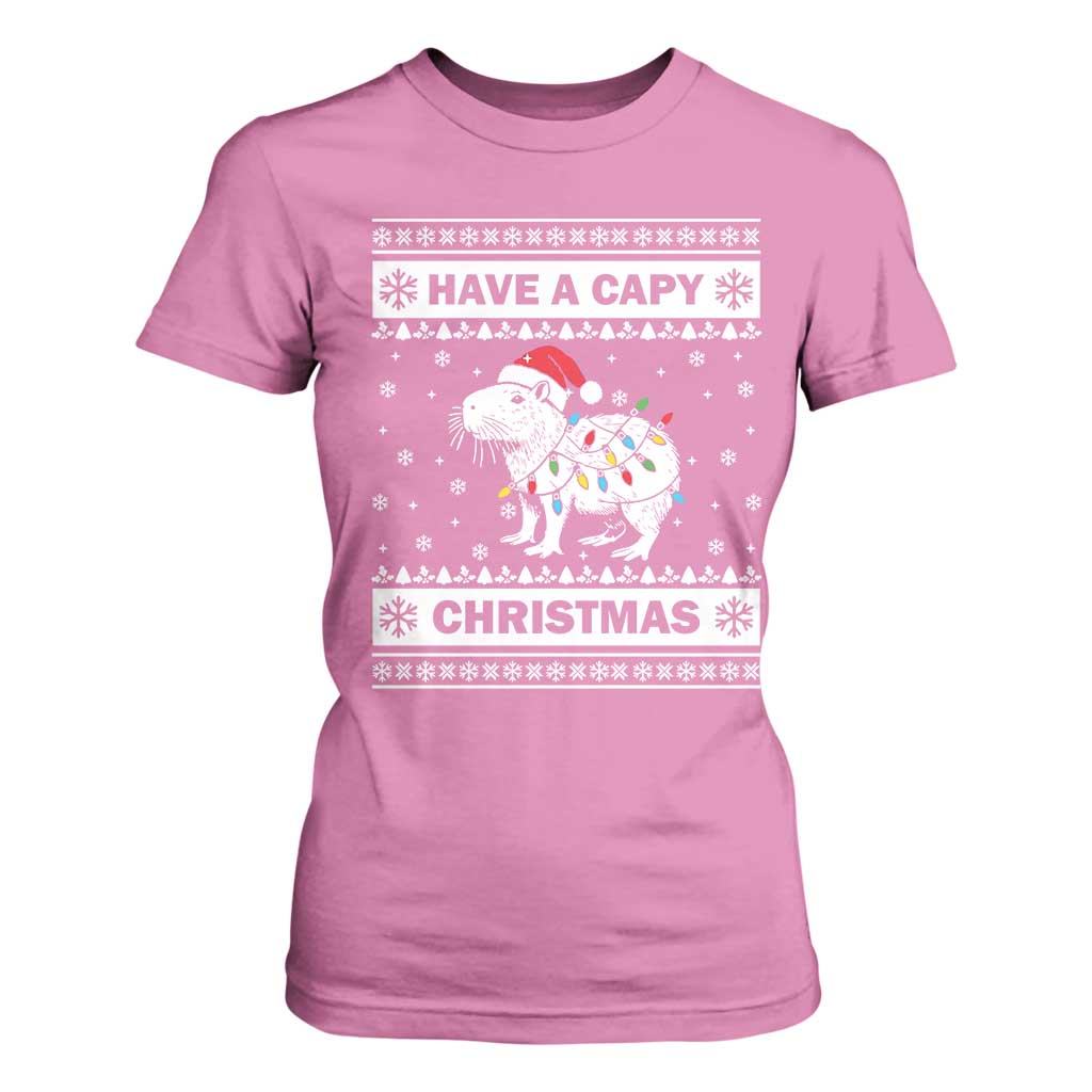 Funny Capybara Christmas T Shirt For Women Have A Capy Christmas Light TS09 Azalea Print Your Wear