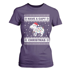 Funny Capybara Christmas T Shirt For Women Have A Capy Christmas Light TS09 Purple Print Your Wear