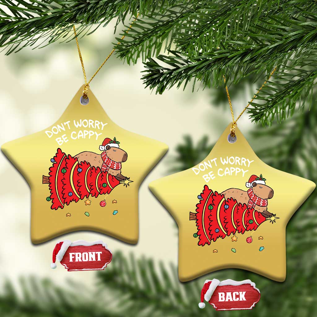 Funny Capybara Xmas Christmas Ornament Don't Worry Be Capy TS09 Star Gold Print Your Wear
