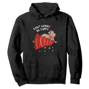 Funny Capybara Christmas Hoodie Don't Worry Be Capy TS09 Black Print Your Wear