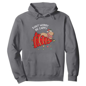 Funny Capybara Christmas Hoodie Don't Worry Be Capy TS09 Charcoal Print Your Wear
