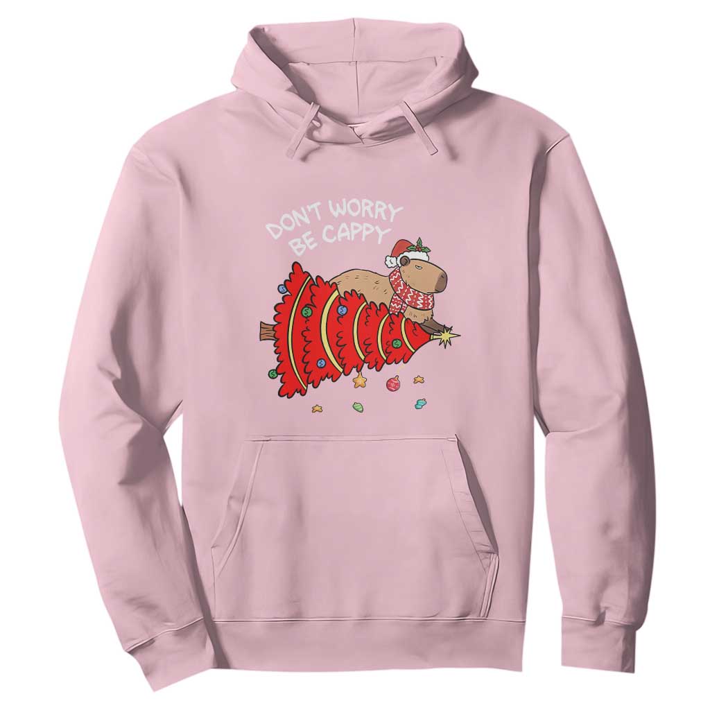 Funny Capybara Christmas Hoodie Don't Worry Be Capy TS09 Light Pink Print Your Wear