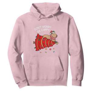 Funny Capybara Christmas Hoodie Don't Worry Be Capy TS09 Light Pink Print Your Wear