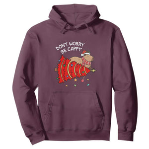 Funny Capybara Christmas Hoodie Don't Worry Be Capy TS09 Maroon Print Your Wear