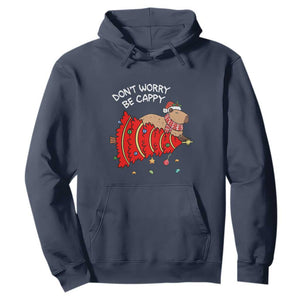 Funny Capybara Christmas Hoodie Don't Worry Be Capy TS09 Navy Print Your Wear