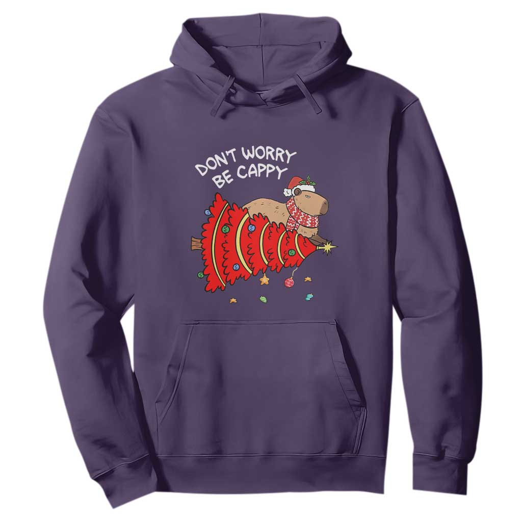 Funny Capybara Christmas Hoodie Don't Worry Be Capy TS09 Purple Print Your Wear