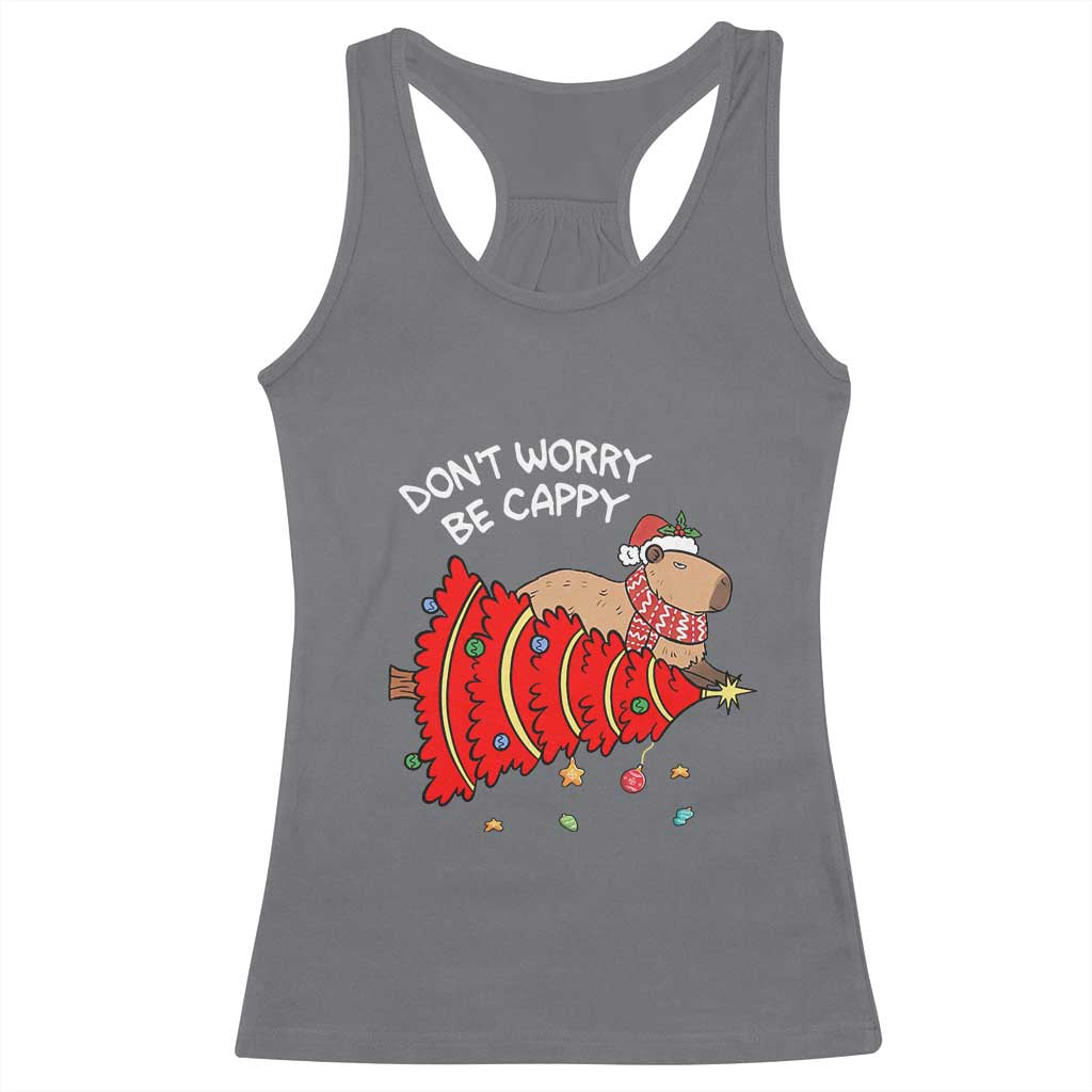 Funny Capybara Christmas Racerback Tank Top Don't Worry Be Capy TS09 Charcoal Print Your Wear