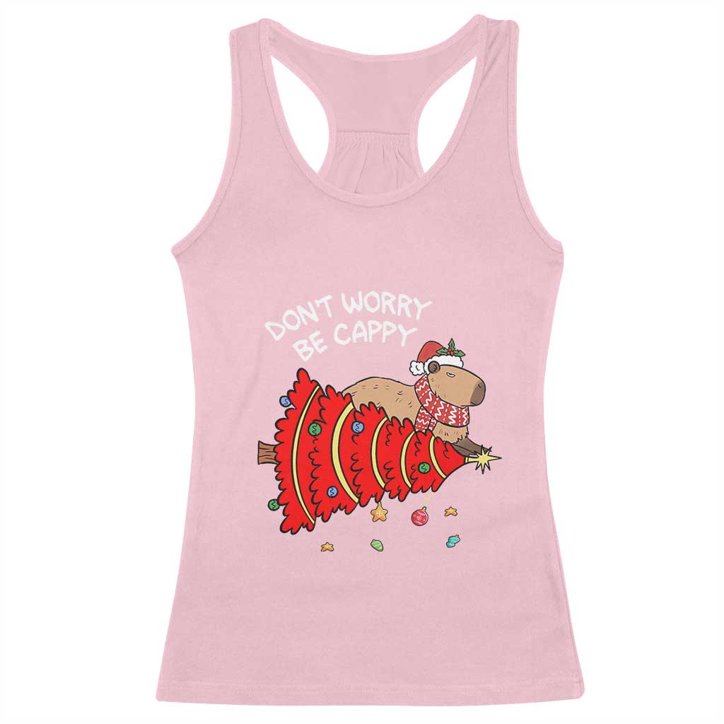 Funny Capybara Christmas Racerback Tank Top Don't Worry Be Capy TS09 Light Pink Print Your Wear