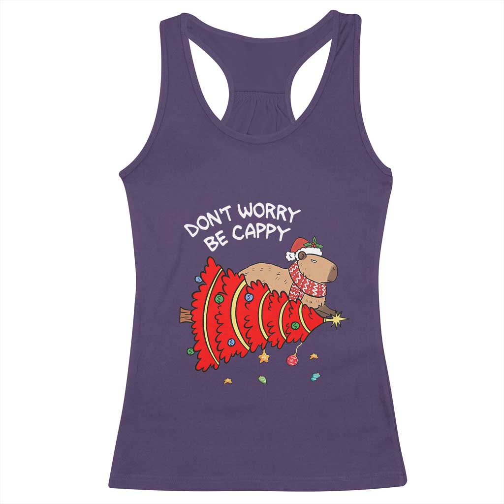 Funny Capybara Christmas Racerback Tank Top Don't Worry Be Capy TS09 Purple Print Your Wear