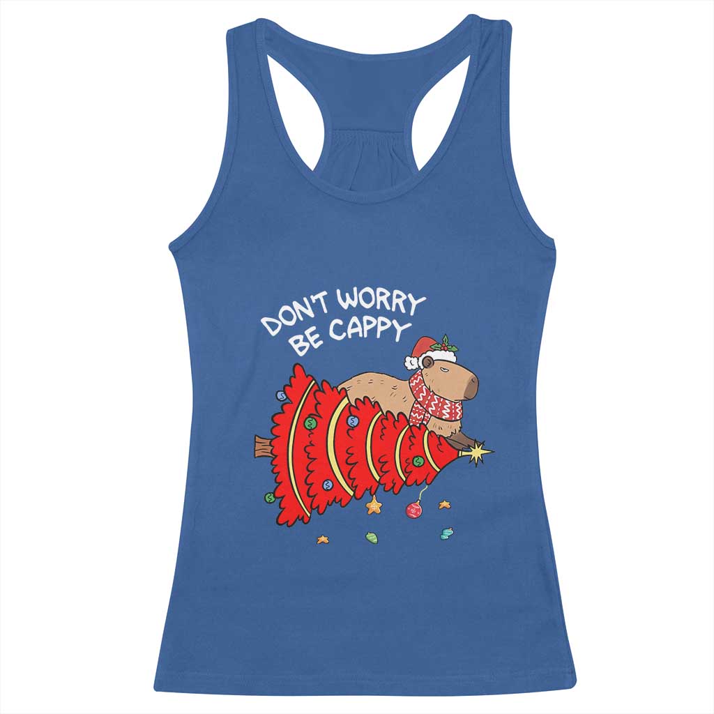 Funny Capybara Christmas Racerback Tank Top Don't Worry Be Capy TS09 Royal Blue Print Your Wear