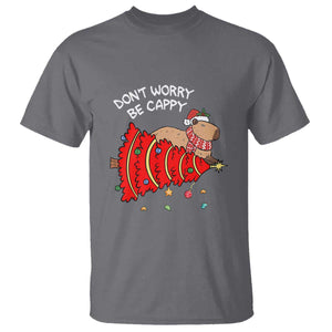 Funny Capybara Christmas T Shirt Don't Worry Be Capy TS09 Charcoal Print Your Wear