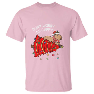 Funny Capybara Christmas T Shirt Don't Worry Be Capy TS09 Light Pink Print Your Wear