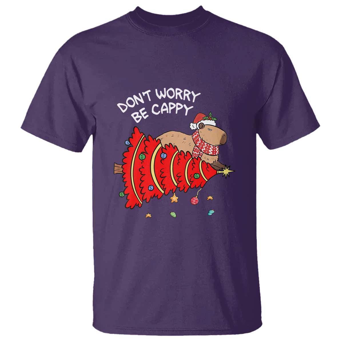 Funny Capybara Christmas T Shirt Don't Worry Be Capy TS09 Purple Print Your Wear