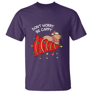 Funny Capybara Christmas T Shirt Don't Worry Be Capy TS09 Purple Print Your Wear