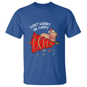 Funny Capybara Christmas T Shirt Don't Worry Be Capy TS09 Royal Blue Print Your Wear