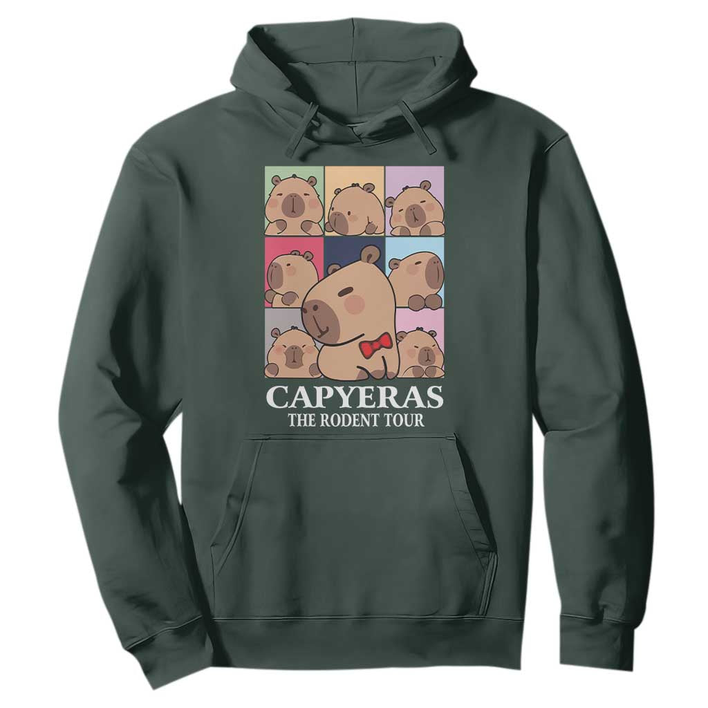 Funny Capybara Christmas Hoodie Capyeras The Rodent Tour TS09 Dark Forest Green Print Your Wear