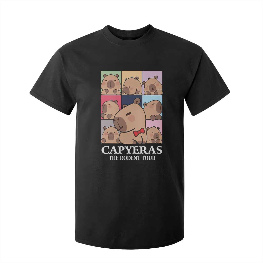 Funny Capybara Christmas T Shirt For Kid Capyeras The Rodent Tour TS09 Black Print Your Wear