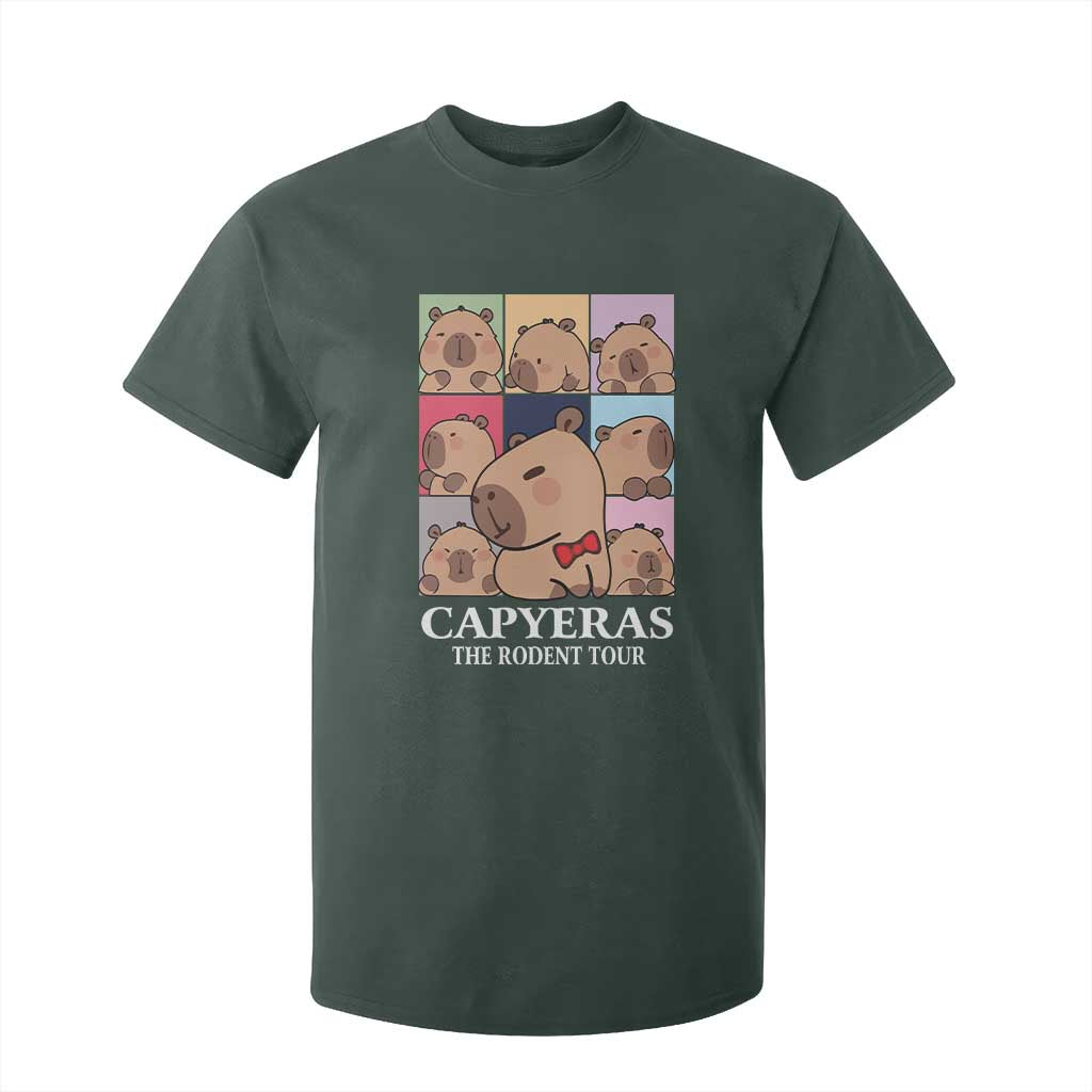 Funny Capybara Christmas T Shirt For Kid Capyeras The Rodent Tour TS09 Dark Forest Green Print Your Wear